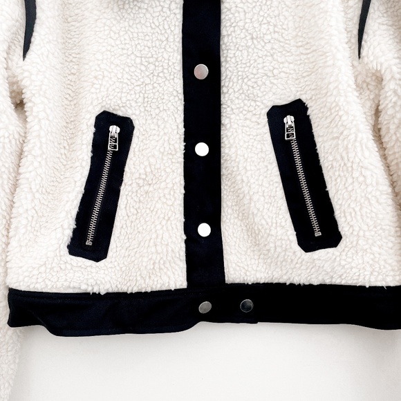 Veronica Beard Anita Faux Shearling/Leather Jacket Cream & Black XS - Picture 9 of 15